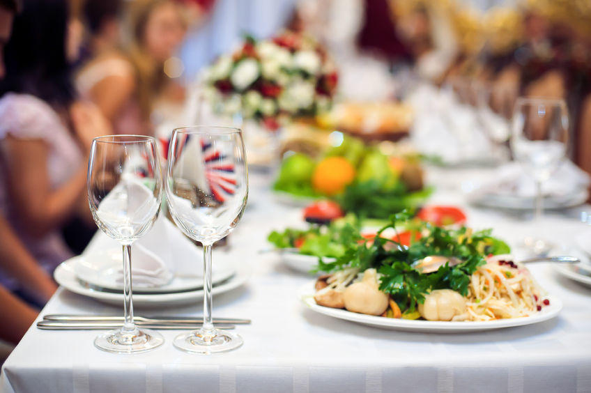 61670786 - catering service. restaurant table with food. huge amount of food on the table. plates of food. dinner time, lunch.