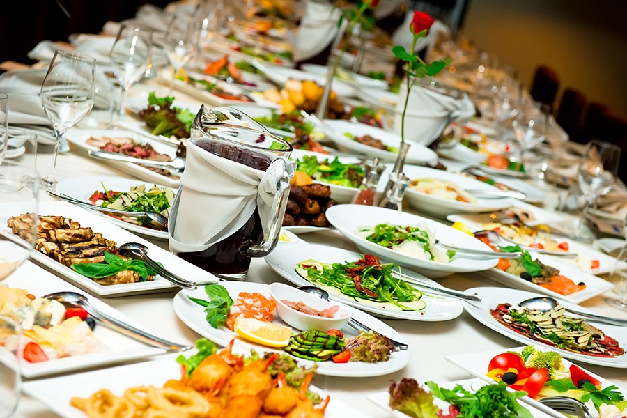 Table with food and drink